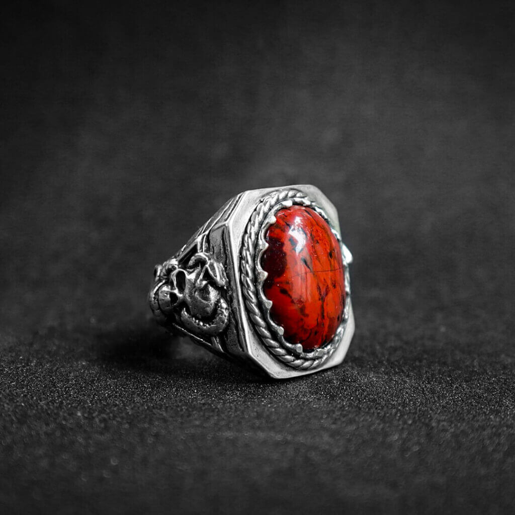 Blood Stone Stone Silver Ring